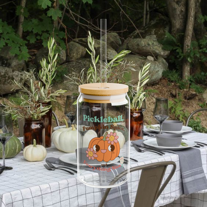 FALL Glass Can Cup - Pumpkin Spice, Pickleball & Everything Nice