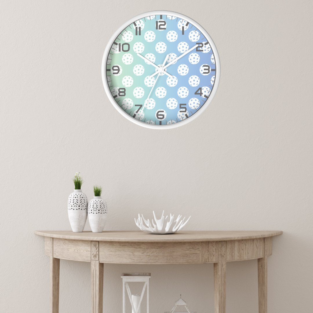 Teal & Blue Pickleball Wall Clock