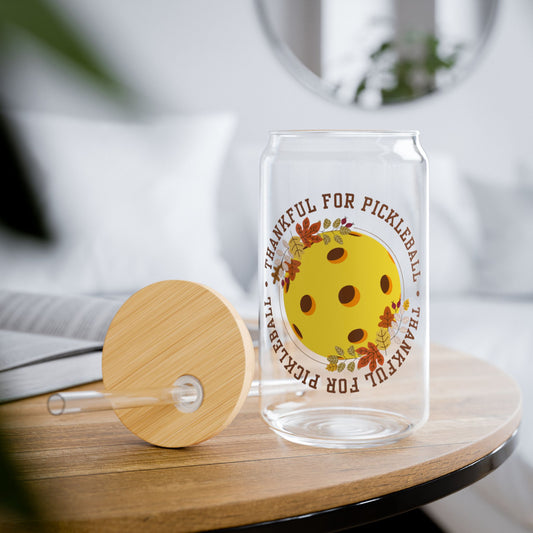 FALL Glass Can Cup - THANKFUL for Pickleball