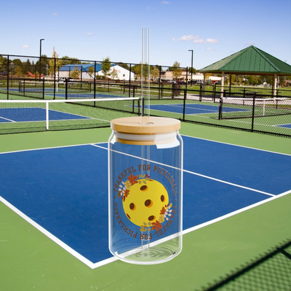 FALL Glass Can Cup - THANKFUL for Pickleball