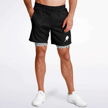 Black & White 2-in-1 Athletic Shorts (Long)