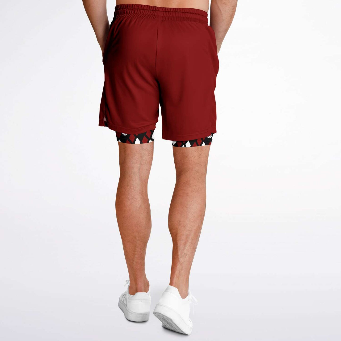 Maroon & Black 2-in-1 Athletic Shorts (Long)