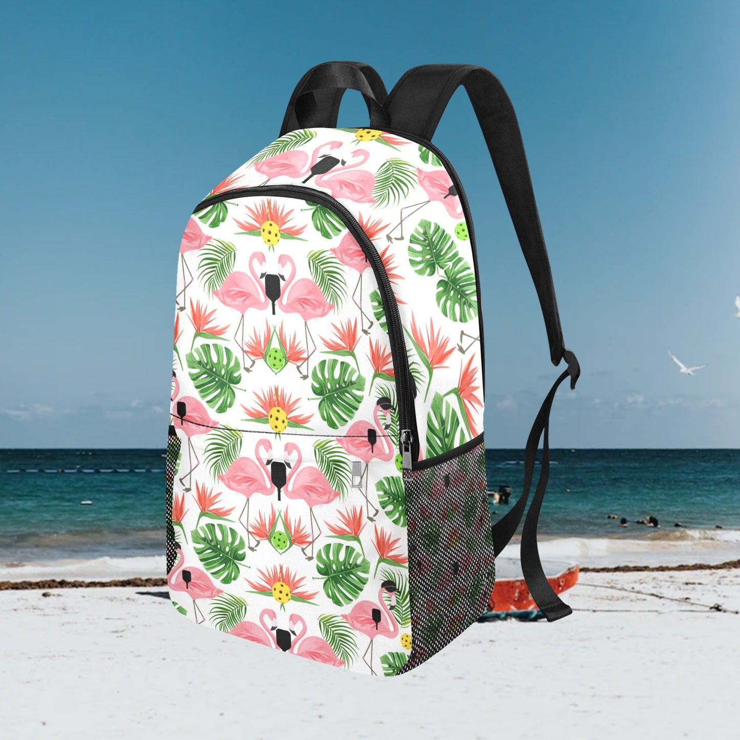 Flamingo Backpack with Side Mesh Pockets