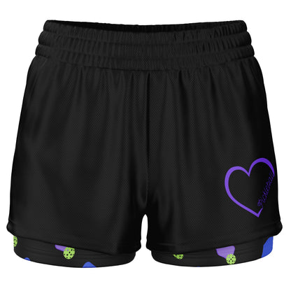 Black & Purple 2-in-1 Athletic Shorts (Short)