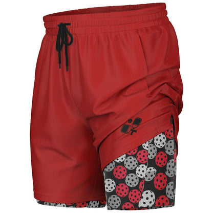 Red & Black 2-in-1 Athletic Shorts (Long)