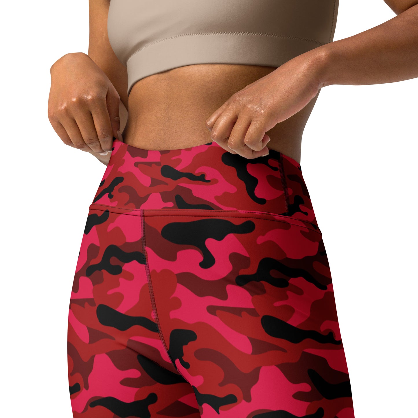 Red Camo, High Waisted Leggings