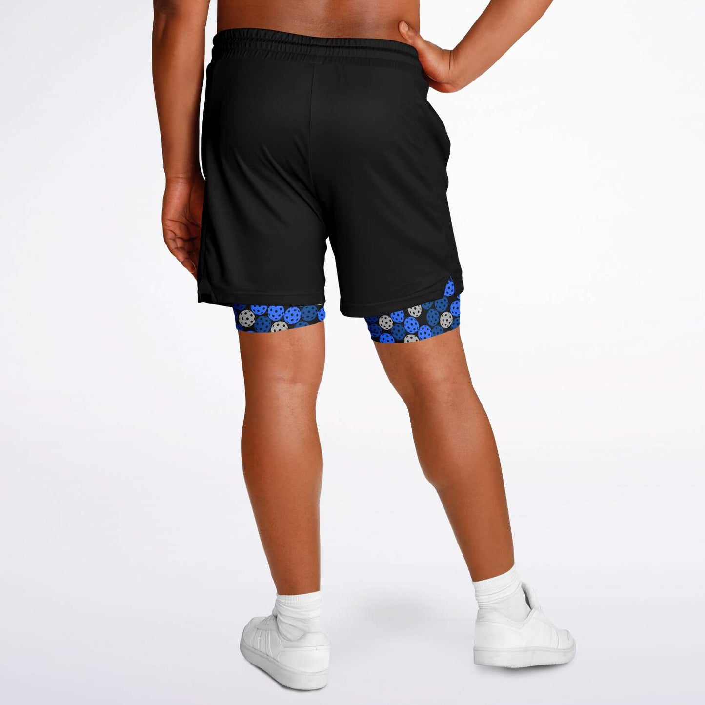 Black & Blue 2-in-1 Athletic Shorts (Long)