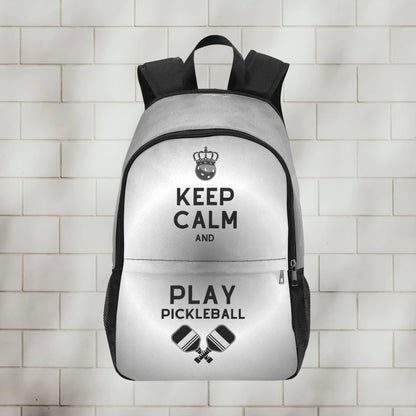 Keep Calm Fabric Backpack with Side Mesh Pockets