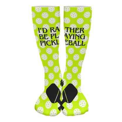 I'd Rather Be Playing Pickleball Tall Socks