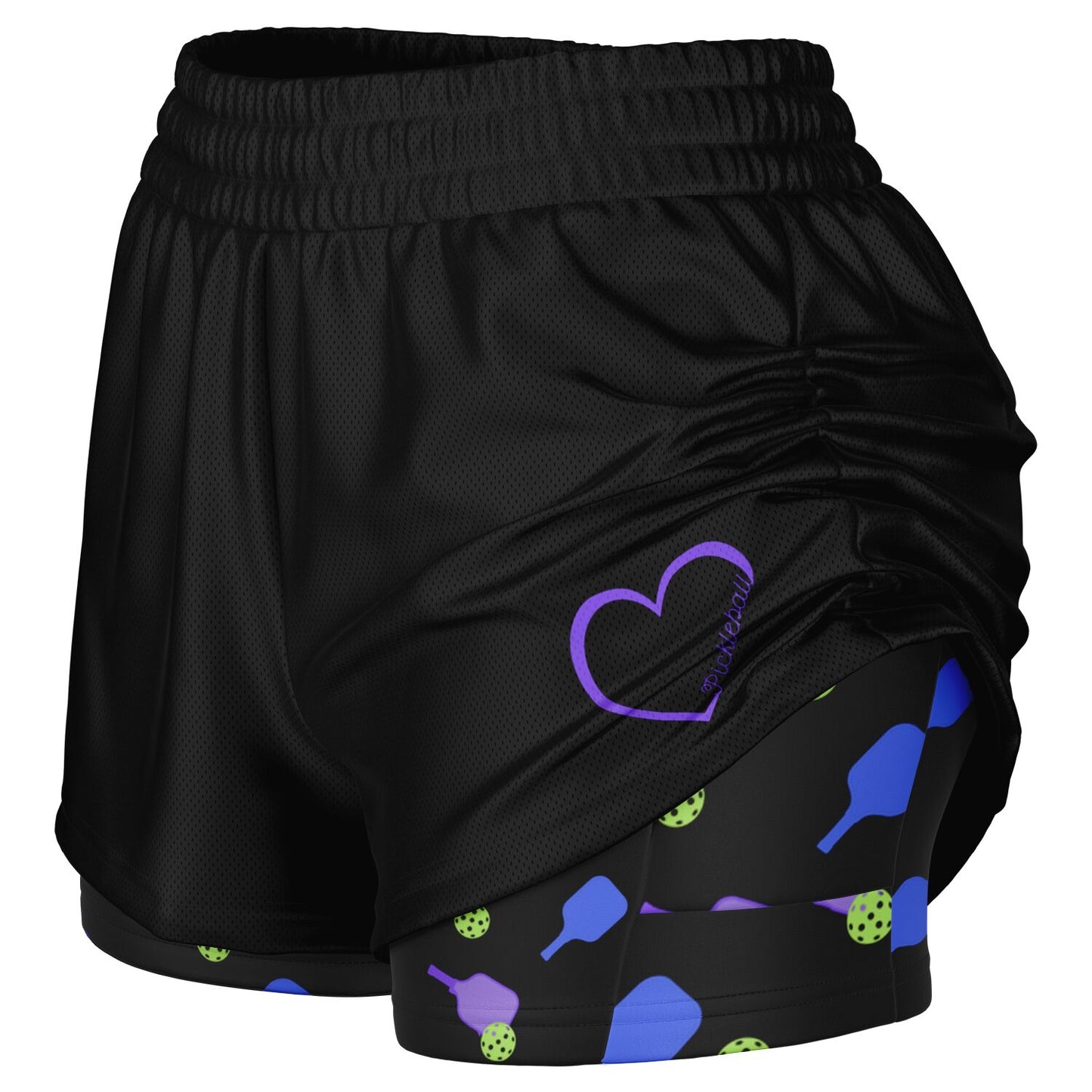 Black & Purple 2-in-1 Athletic Shorts (Short)