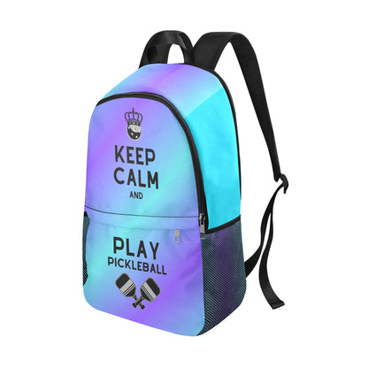 Keep Calm Fabric Backpack with Side Mesh Pockets