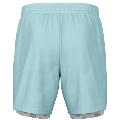 Teal & Gray 2-in-1 Athletic Shorts (Long)