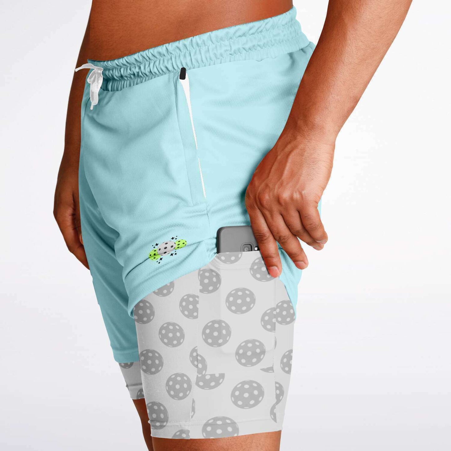 Teal & Gray 2-in-1 Athletic Shorts (Long)