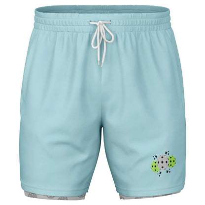 Teal & Gray 2-in-1 Athletic Shorts (Long)