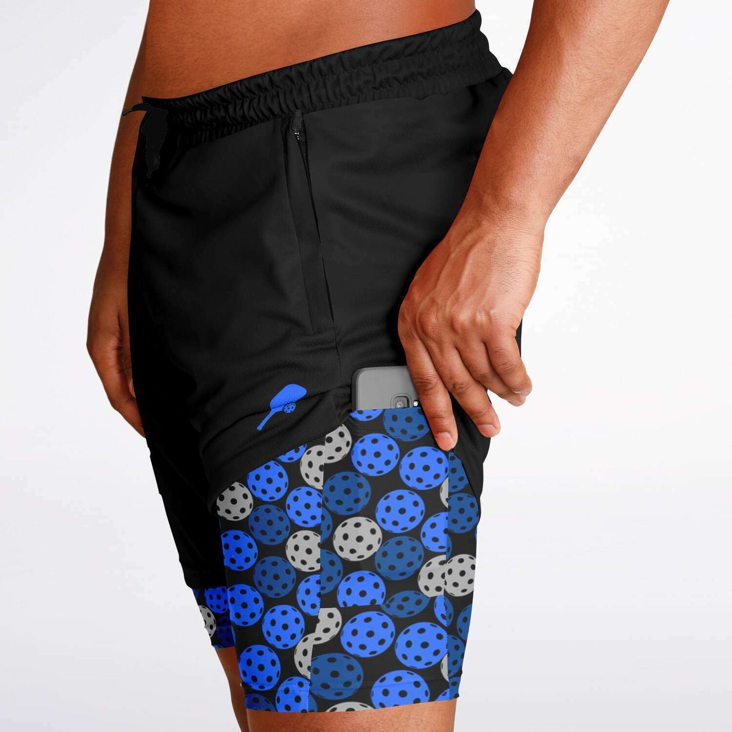 Black & Blue 2-in-1 Athletic Shorts (Long)