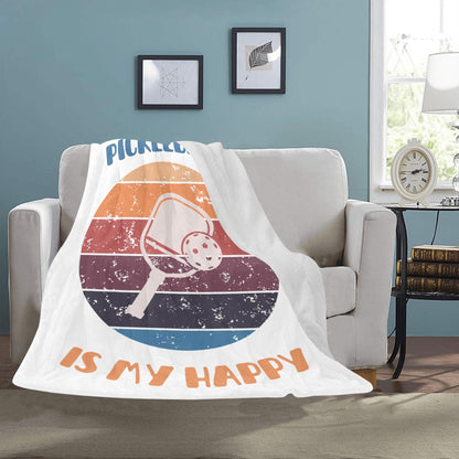 Pickleball Is My HAPPY Microfiber Fleece Blanket