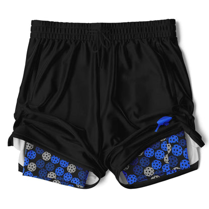 Black & Blue 2-in-1 Athletic Shorts (Long)