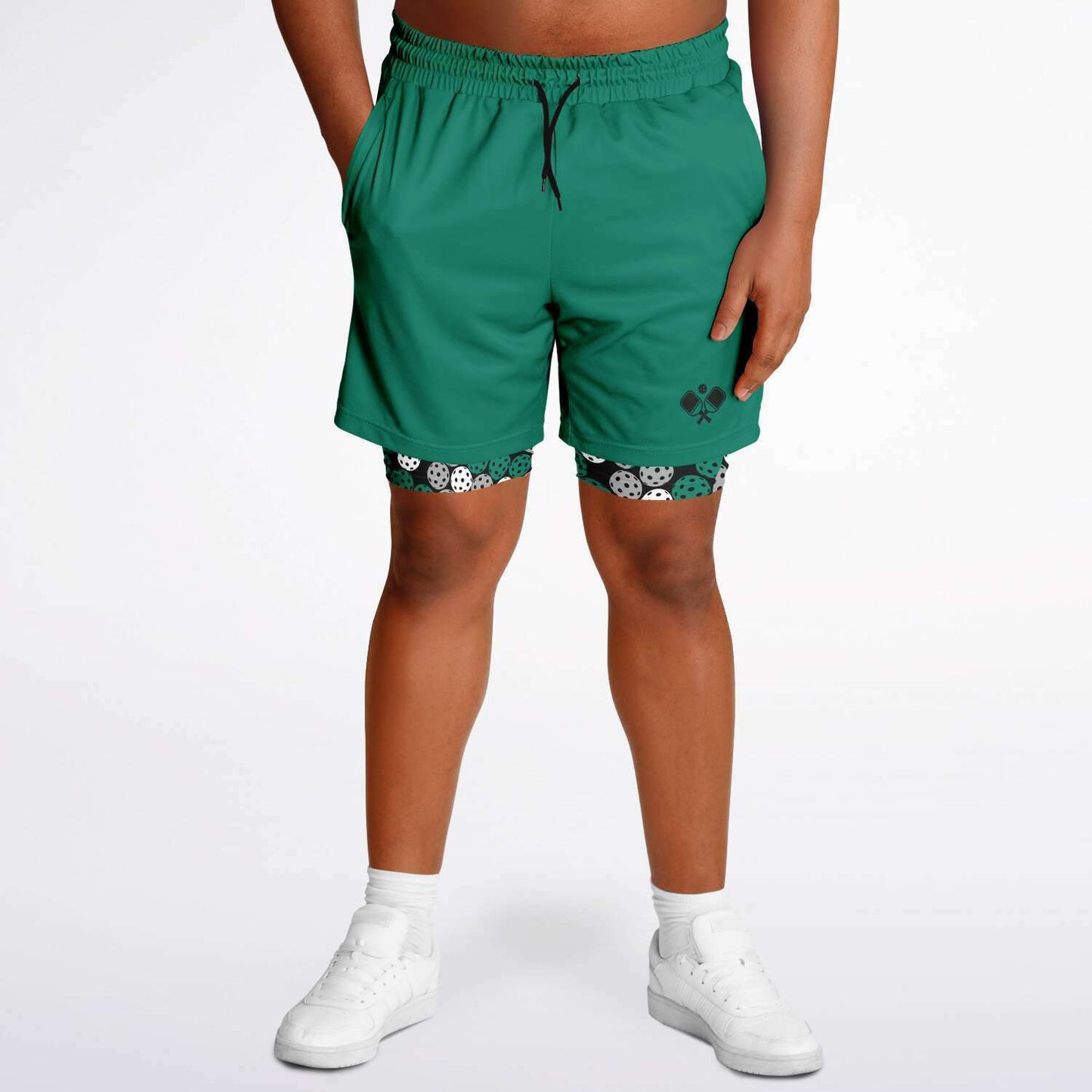 Green & Black 2-in-1 Athletic Shorts (Long)