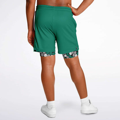 Green & Black 2-in-1 Athletic Shorts (Long)