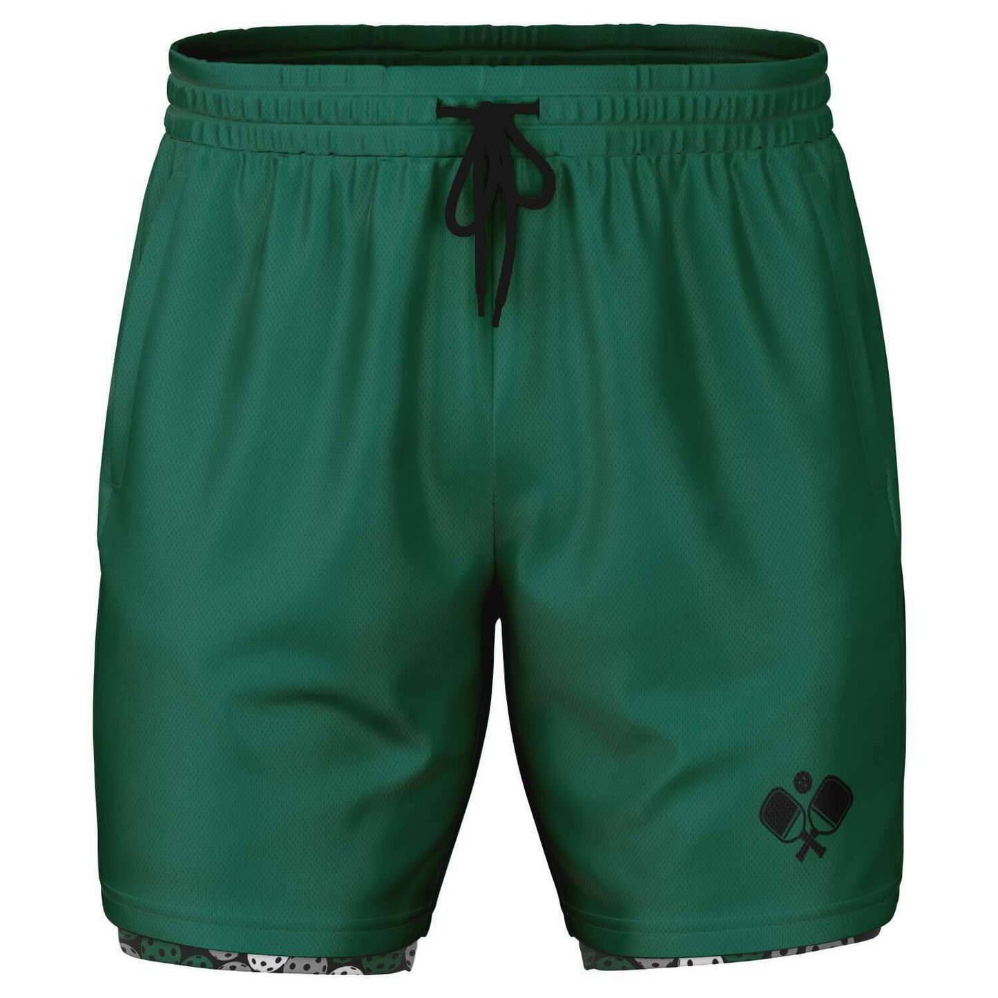 Green & Black 2-in-1 Athletic Shorts (Long)