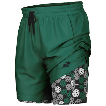 Green & Black 2-in-1 Athletic Shorts (Long)