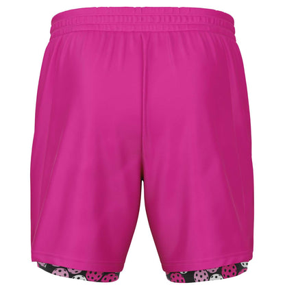 Hot Pink & Black 2-in-1 Athletic Shorts (Long)