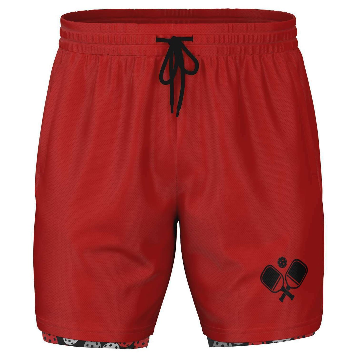 Red & Black 2-in-1 Athletic Shorts (Long)