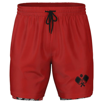 Red & Black 2-in-1 Athletic Shorts (Long)