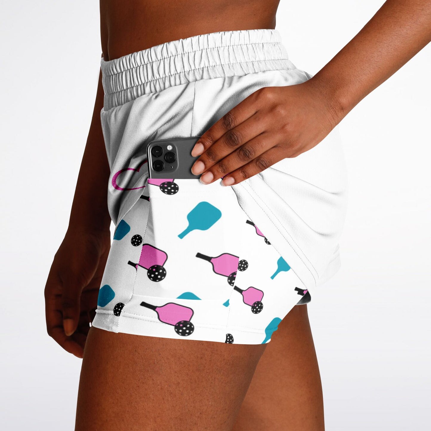 White 2-in-1 Athletic Shorts (Short)