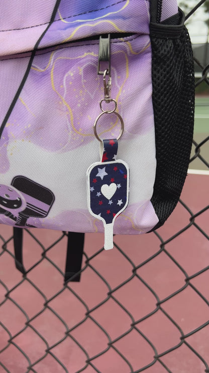 Faux Leather Pickleball Paddle Keychains