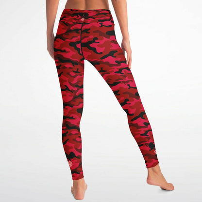 Red Camo, High Waisted Leggings